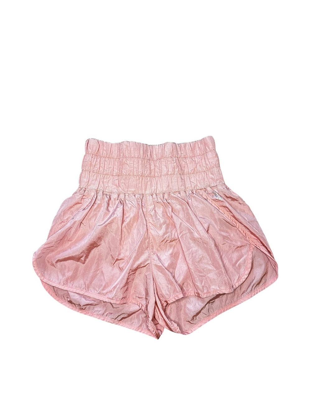 FP Movement by Free People Pale Pink High-Rise Smocked Athletic Shorts